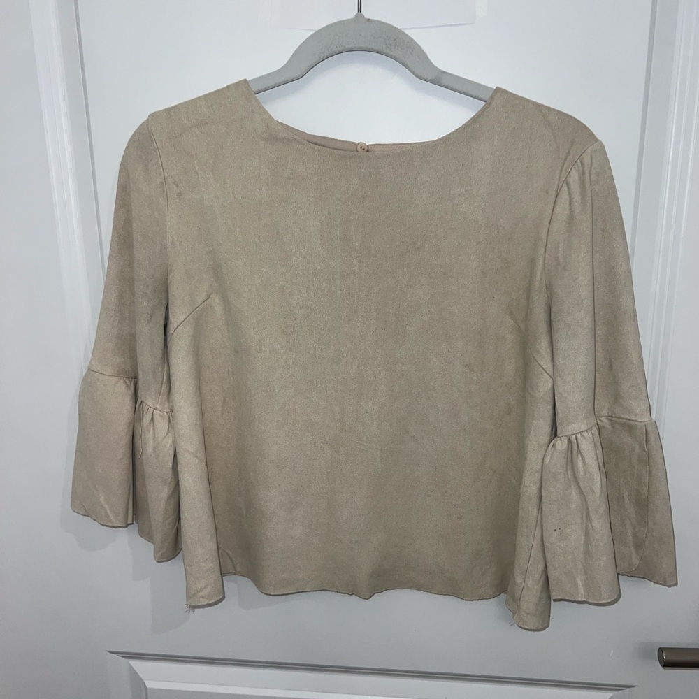 Elegant Beige Suede Women's Top